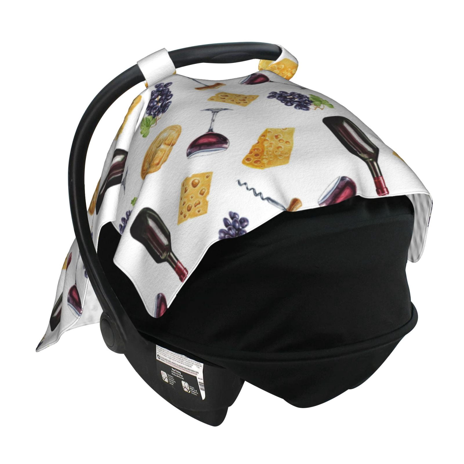 Car Seat Cover Baby - Wine Cheese grape Print Breathable Infant Car Seat Cover for Baby Carseat, Lightweight Comfort Baby Essentials Must Haves Newborn Stuff for Girl Boy