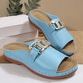 thumbnail image 6 of Xdegoge Women's Flat Slide Sandals Open Toe Summer Shoes Metal Buckle Slip On Casual Beach Vacation Comfortable Daily Walking Footwear, 6 of 7
