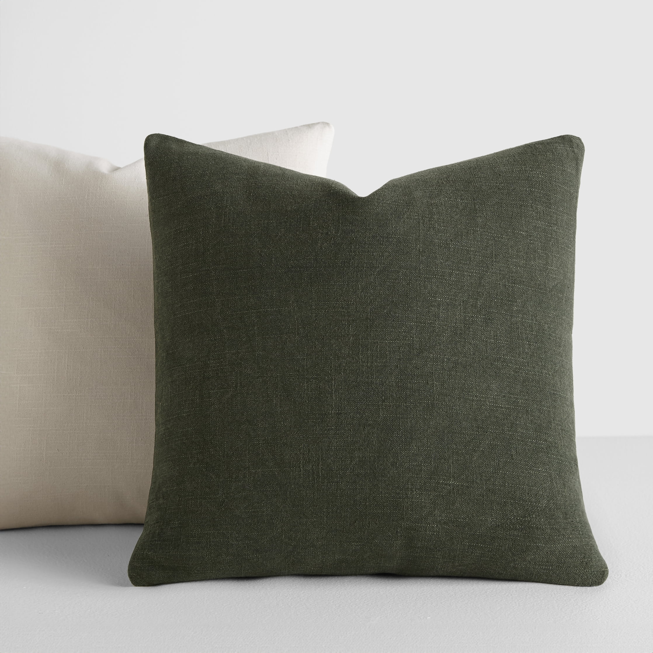 Noble Linens 2-Pack Cotton Slub Decor Throw Pillows Solids Olive & Natural