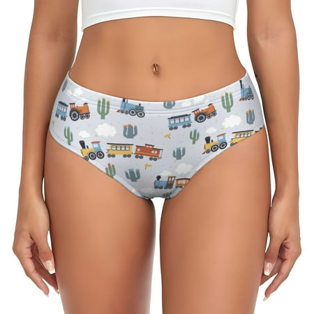 Womens Underwear - Trains And Cactuse No Show Seamless Underwear for Women  Soft Stretch Womens Panties  Hipster Ladies Panties Bikini Underwear Briefs