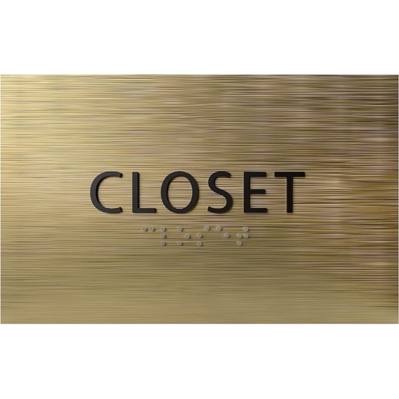 ADA CENTRAL SIGNS - 6" X4" Closet Sign - ADA Compliant Tactile Graphics Grade 2 Braille Text Wall Sign| Walk-in, Reach-in, Wardrobe, Linen, Pantry, Utility Closet Sign for Offices, and Apartments