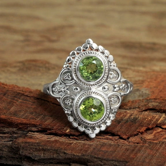 Peridot Ring, August Birthstone Ring, Solid Ring, Silver Jewelry, 925 Sterling Silver, Statement Ring