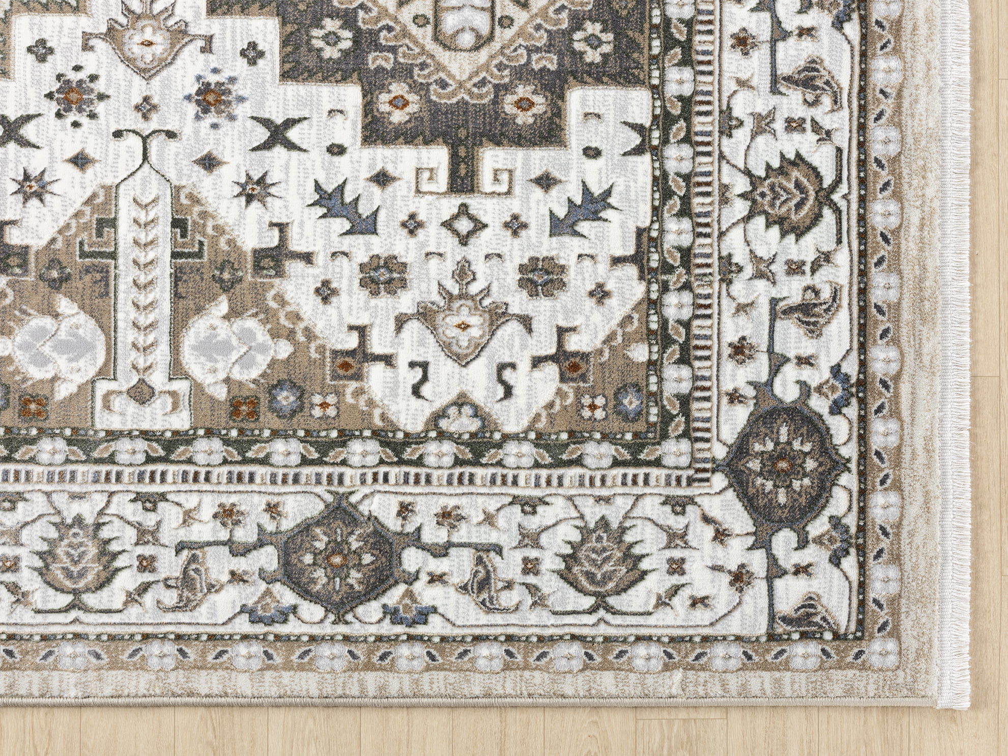 United Weavers Riviera Azure Runner Rug, Border Pattern, Cream, 2'7" X 7'2"