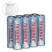 Combo: 8 pcs Tenergy AA 2500mAh NiMH Rechargeable Batteries + 2 Cases