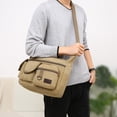thumbnail image 4 of Yucurem Canvas Men Messenger Bag Large Casual Student Travel Shoulder Bags (Khaki), 4 of 10