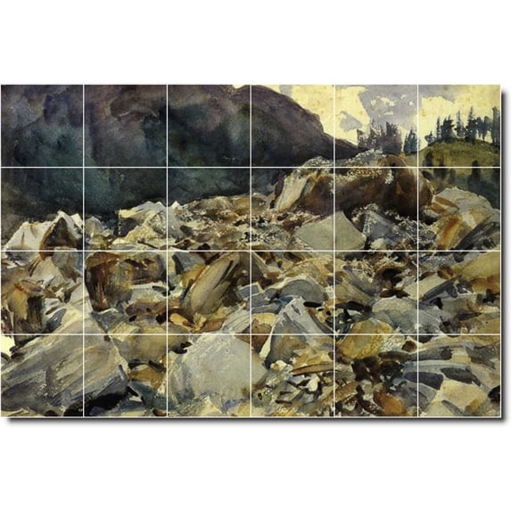 Ceramic Tile Mural-John Sargent Country Painting 260. 72" w x 48" h using (24) 12 x 12 ceramic tiles