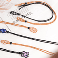 thumbnail image 4 of 12 PCS Crystal Necklace Cord Empty Stone Holder 1.57“ Replacement Necklace Rope Hand-Woven Necklace Cord with Adjustable for Stone Necklace DIY Bracelet (Black + Coffee), 4 of 5