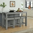 thumbnail image 5 of DEALTOPS 4-Piece Bar Table Set with Charging Station, 59" Counter Table with 3 Soft Stools for Small Space, Antique Gray, 5 of 10