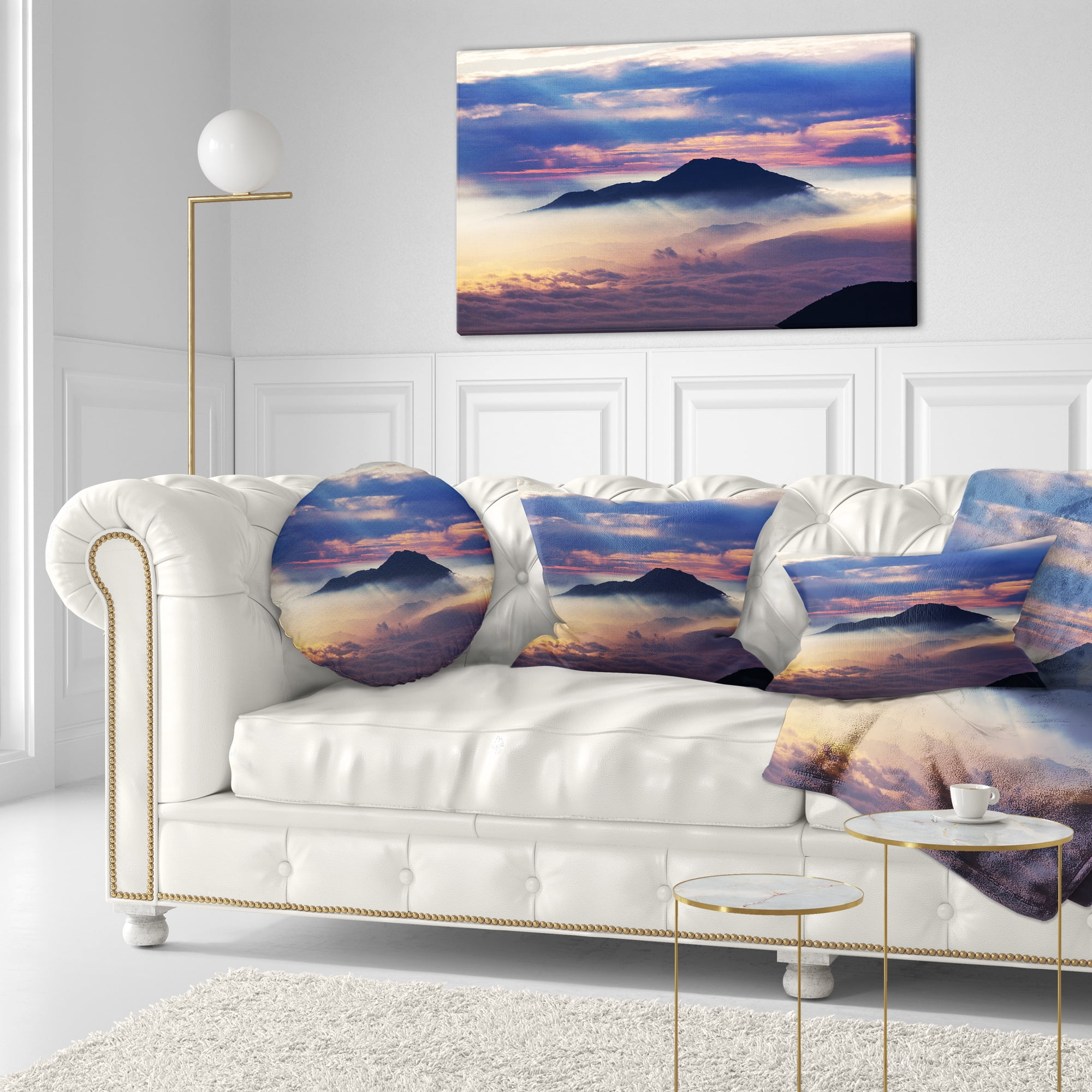 Designart 12" x 20" Blue Polyester Throw Pillow