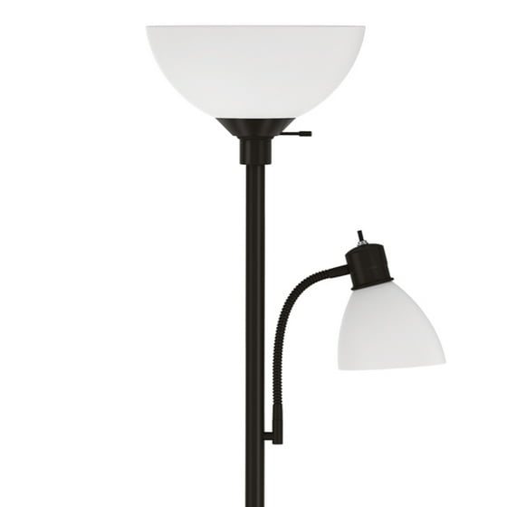 Light Accents 150 Watt Metal Floor Lamp With Side Reading Bronze