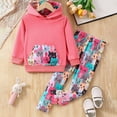 thumbnail image 2 of Zshosam Baby Girls Clothing Sets Toddler Kid Girls Clothes Ribbed Color Block Long Sleeve Hoodie Sweatsuit Set Fall Outfits Size 110,(Watermelon Red 110), 2 of 5