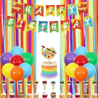 Art Paint Birthday Decorations for Girls Boys, Art Balloon Garland Arch Kit  Art Theme Birthday Party Supplies with Art Paint Happy Birthday Backdrop  Rainbow Balloons 