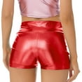thumbnail image 4 of YONGHS Gymnastics Booty Shorts for Women Shiny Metallic Biker Dance Yoga Cheer Athletic Hot Pants Red L, 4 of 7