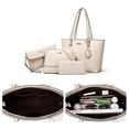 thumbnail image 4 of Bolsos de mano de cuero sintético a la moda para mujer, bolso de hombro, bolso con asa superior, conjunto de 4 Uds., 4 of 5