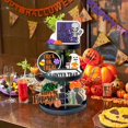 thumbnail image 3 of 7 wooden Halloween logos - Halloween Decorations - Black Cat Happy Halloween Wooden Signs - Farmhouse Rustic Tiered Tray Decor Items for Home Table House Room(excluding layered pallets), 3 of 7