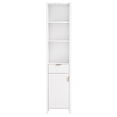 thumbnail image 2 of Ktaxon Fluted Bathroom Storage Cabinet Narrow Tall, Freestanding Cabinet Storage Tower with Grille Single Door and One Drawer, White, 2 of 10