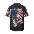 thumbnail image 2 of Xecao offers the Largemouth Bass Fish in USA for Men's Casual Short-sleeved Shirt, a button-up collared shirt with a pocket, perfect for beach vacations and yacht travel in the XX-Large size., 2 of 7