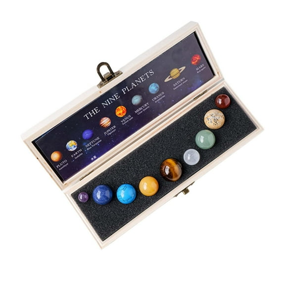 SPOORYYO Natural Crystal Science Education Wooden Box Set with Rough Specimens Puzzle for Desktop Teaching Tools