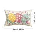 thumbnail image 4 of Yhmxh Easter Bunny Throw Pillow Cover, 12 x 20 Inch Cute Rabbit Rectangle Linen Cushion Case, Wildflowers Throw Pillow Case Decoration, Holiday Farmhouse Decoration for Bed Sofa Couch, 4 of 7