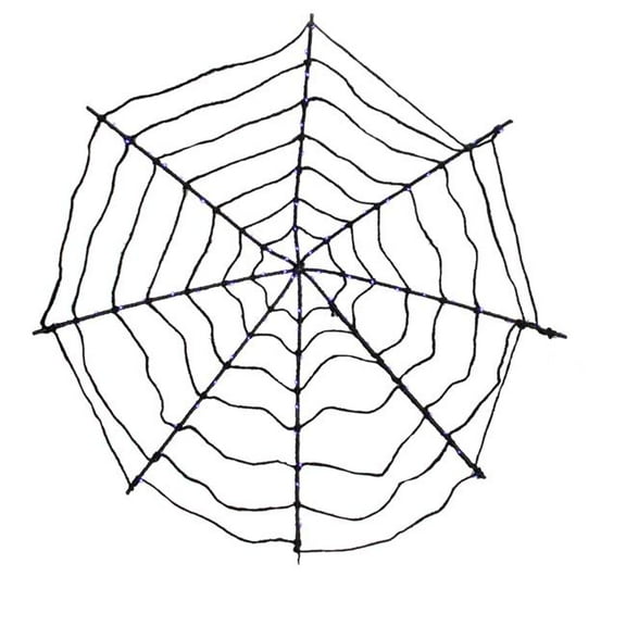 16 in. Lighted Purple LED Battery Operated Spider Web Halloween Decoration