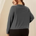 thumbnail image 5 of HAPIMO Women's Fashion Solid Color Drawstring Blouses Loose Ribbed Plus Size Tops Casual Knitted Workout Long Sleeve Cotton Lined Tees Round Neck Shirts Fall Clearance Gray XXXXL, 5 of 5
