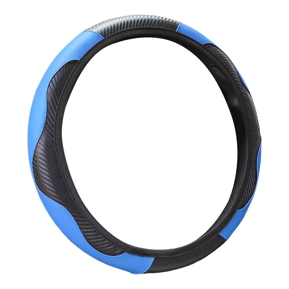 Blue Auto Steering Wheel Cover Soft Grip Breathable Interior Accessory for Cars Trucks SUVs Enhanced Driving Comfort Control Fiber Leather