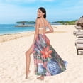 thumbnail image 6 of FORMRS Womens Long Sarong Beach Wrap Semi-Sheer Bikini Skirt Bathing Swimsuit Cover Up, Orange Vibrant Flowers, 6 of 7