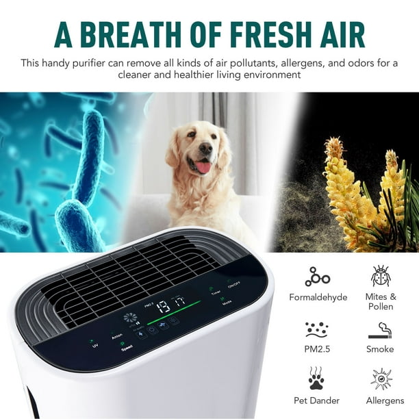 Portable pluggable air purifier, home air purifier, reduces pet
