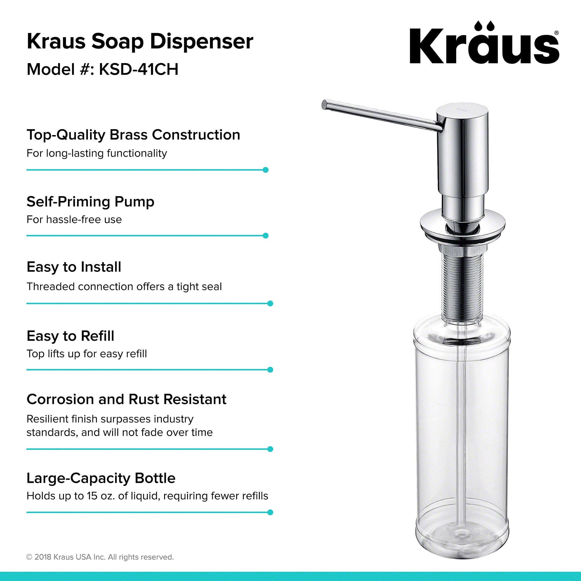 KRAUS Kitchen Soap and Lotion Dispenser in Stainless Steel