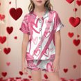 thumbnail image 2 of Tween Satin Pajamas For Boy Love Kids Button Down Pajamas Set Pjs Sleepwear Outfits Girls Silky Pajamas Size 12-13 Years, 2 of 4