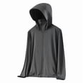 thumbnail image 5 of Sakmal Gray Womens Jackets Track Sunscreen Fall Jacket Cropped Solid Hooded Coats for Women, 5 of 5