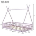 thumbnail image 2 of Harper & Bright Designs Floor Bed for Boys Girls, Twin Size Teepee Tent Beds, Montessori Floor Bed with Slats and Fence Rails, Wood House Bed Frame for Boys Girls, Pink, 2 of 11