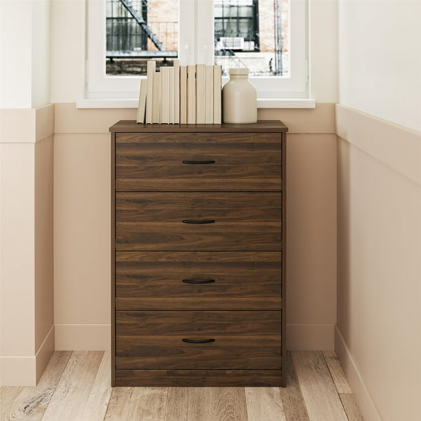 Mainstays Classic 4 Drawer Dresser, Walnut
