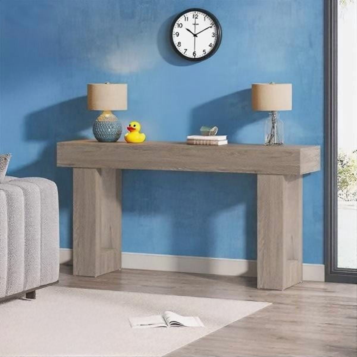 63" Farmhouse Console Table, Rustic Hallway Entryway Table, Engineered Wood MDF, Sturdy with Foot Pads, for Living Room Sofa Hallway, Gray