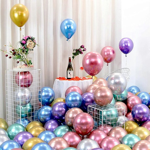 Globos Multicolores, Globos Metálicos, 100 Piezas, 10 Pulgadas, Globos Multicolor de Látex para Cumpleaños, Bodas, Compromisos, Festivales, Fiestas, Decoraciones, Rosa G
