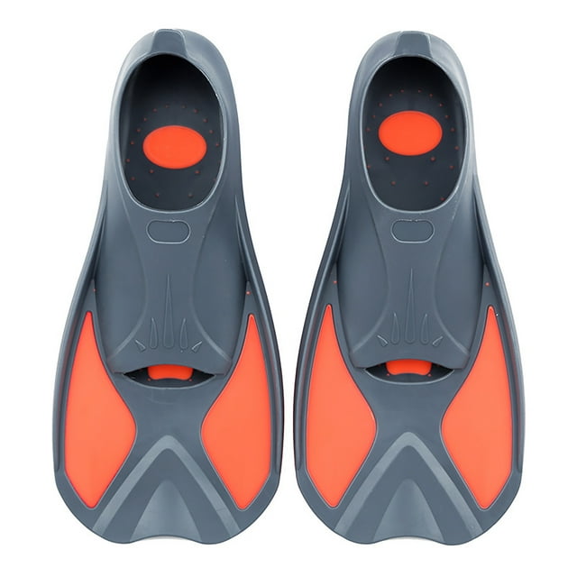 par de aletas de entrenamiento de natación para niños, aletas de natación para aprender a nadar, equipo para niños y niñas, gris, naranja, XXXS (32?33)