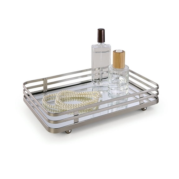SunnyPoint Classic Decorative Vanity Perfume Dresser Jewelry Organizer Makeup Mirror Tray
