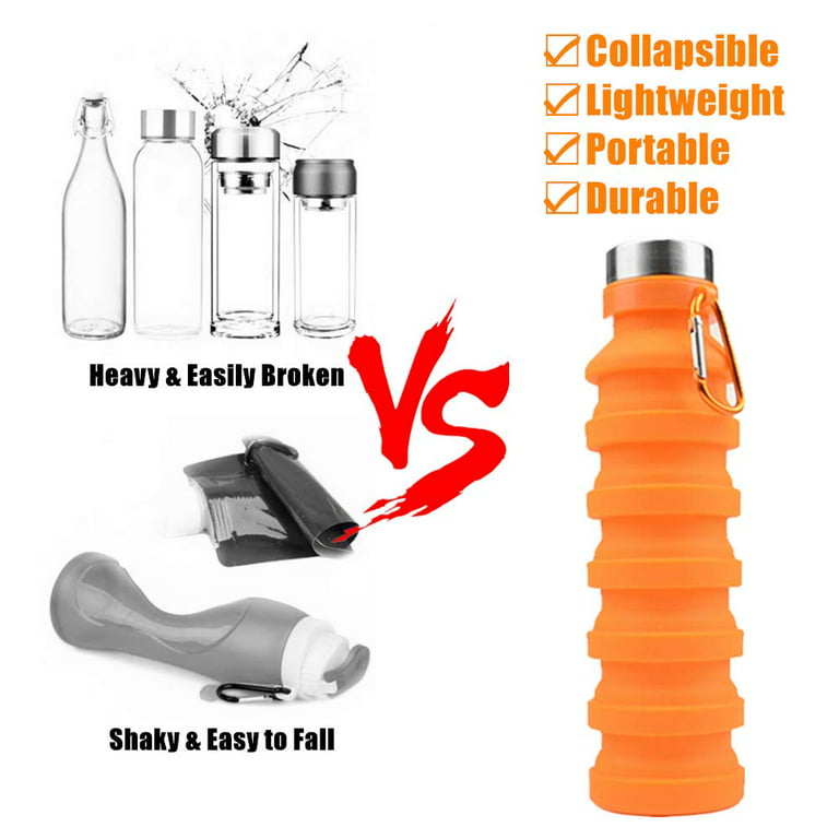 Deals！Loyerfyivos Silicone Collapsible Water Bottles,16oz 500ml Portable  Foldable Expandable Water Bottle Sports Cups with Carabiner, Leak Proof