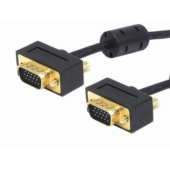Monoprice Ultra Slim SVGA Super VGA Male to Male Monitor Cable - 6 Feet With Ferrites | 30/32AWG, Gold Plated Connector