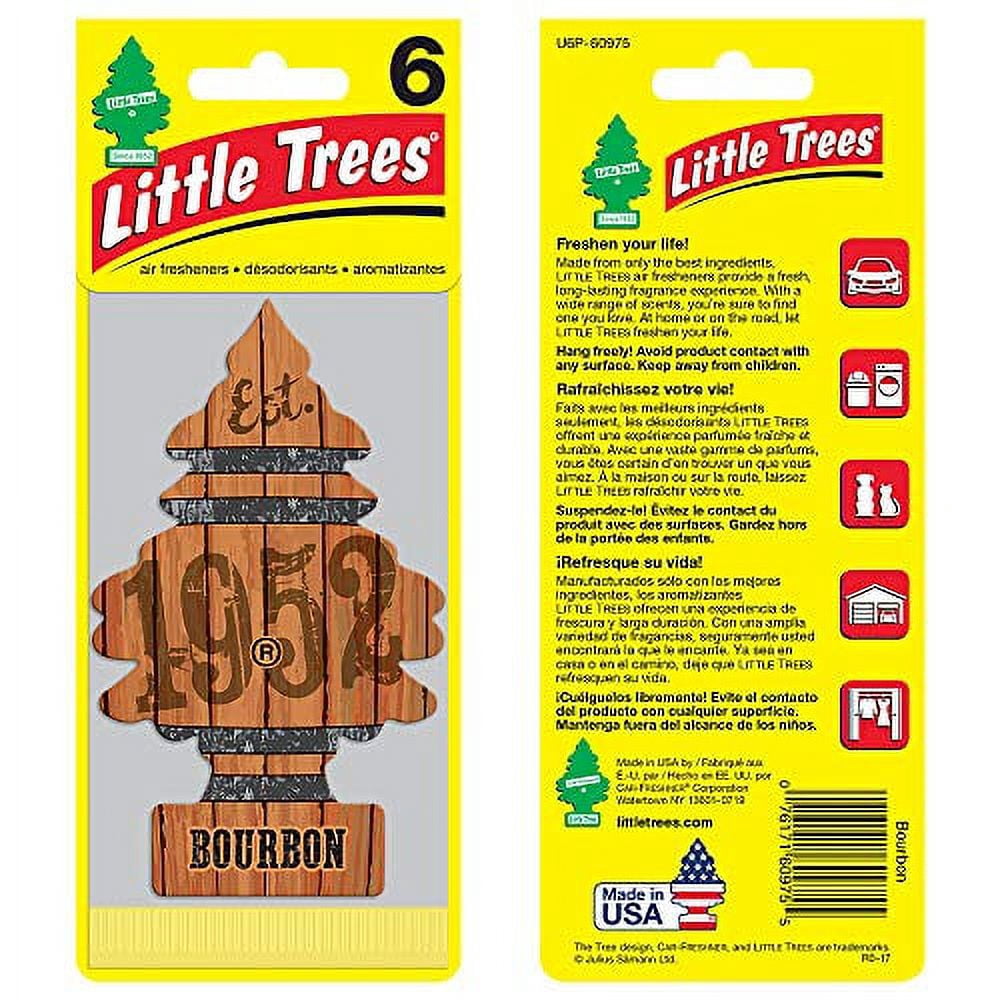 Car Freshner C15-U6P60975 Little Trees Car Air Freshener, Bourbon - Pack of 6