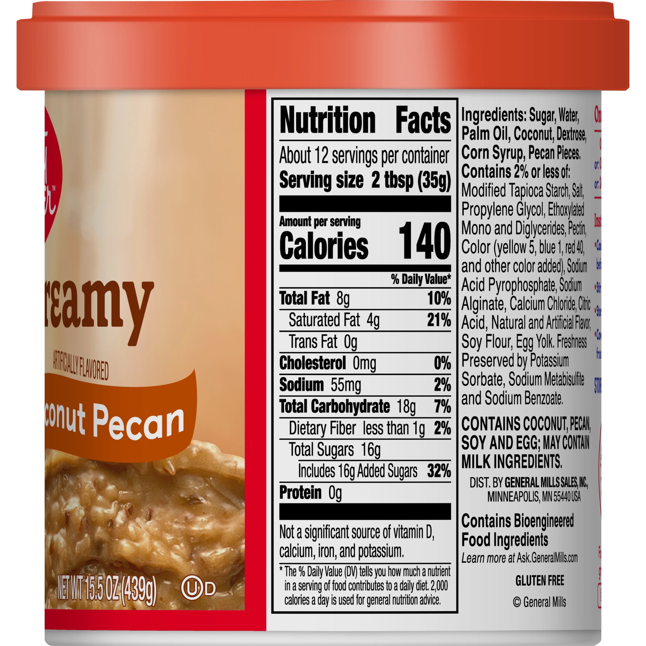 (2 pack) Betty Crocker Rich and Creamy Coconut Pecan Frosting, Gluten Free, 15.5 oz