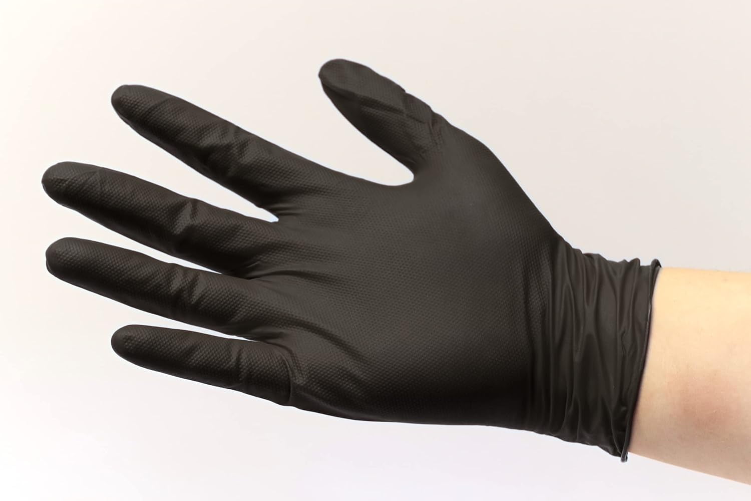 Denco Griptensity Commercial Grade Nitrile Gloves, Black, 7MIl, Diamond Texture, XL, 10 Boxes