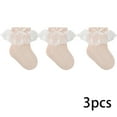 thumbnail image 2 of LYMAYTER 0-8Y 3 Pack Kids Girls Socks Toddler Solid Color Ruffle Socks Summer Mesh Bow Princess Socks, 2 of 7