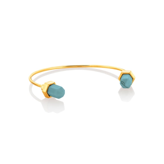 West Coast Jewelry Women's Faux Turquoise Stone Ends Cuff Bracelet