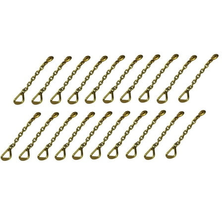 (20 Pack) 3/8" Grab Hook w/ 18" Chain Anchor 4" Delta Ring Tow Wrecker Hauling Tiedown