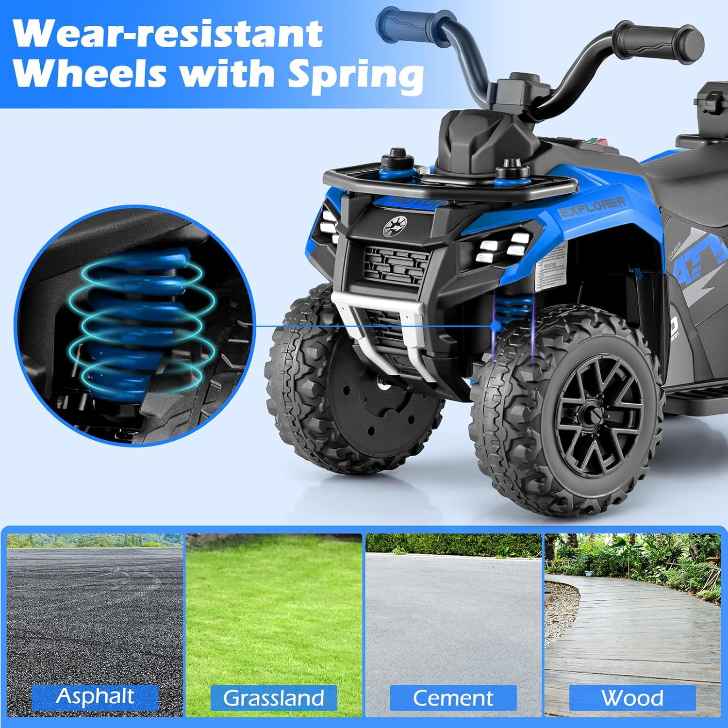 OLAKIDS Kids ATV with Spray Function, Remote Control, Storage Trunk, 6V Electric Toddler Ride on Toy