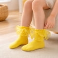thumbnail image 5 of Ruffle Ankle Socks for Girls with Pearl Double Lace Frilly Socks for Kids Stretchy Fit Princess Style Dress Socks, 5 of 6