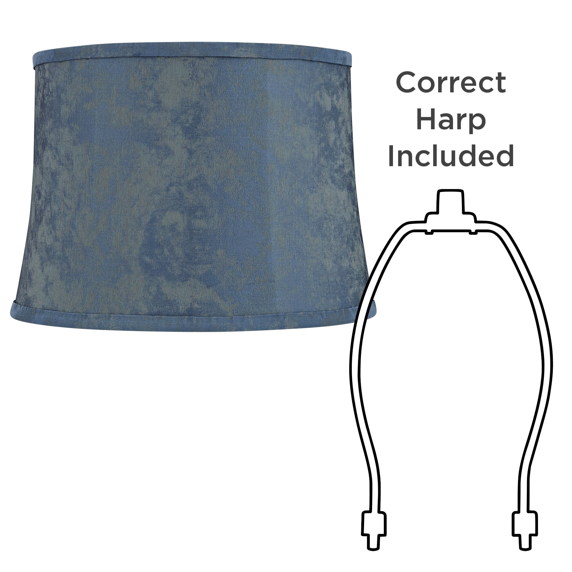 Springcrest Nagano 14" Top x 16" Bottom x 11 1/2" High x 11 1/2" Slant Print Lamp Shade Blue Drum Softback Washer Harp Finial