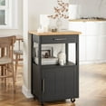 thumbnail image 1 of Walsunny Kitchen Island on Wheels with Storage, Kitchen Cart with Drawer and Countertop, Single Door Rolling Storage Cabinet Black, 1 of 7