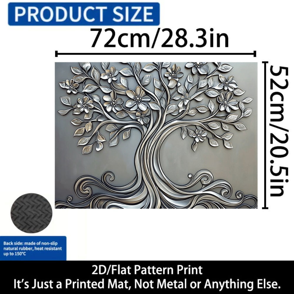 1 2D/flat stove cover protection pad, embossed with floral root tree pattern design, 28.3x20.5 inches (72×52cm), easy to clean, perfectly suitable for any kitchen, washing machine, dryer, stove panel